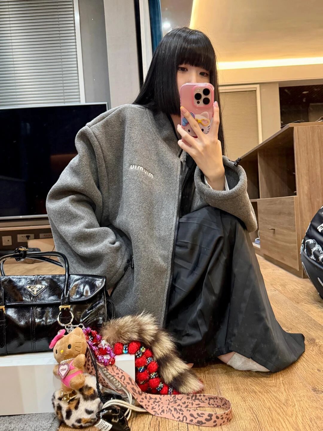 Item ID 8041 M1uMiu-2024-ss-fleece zipper jacket - Classic small label embroidered