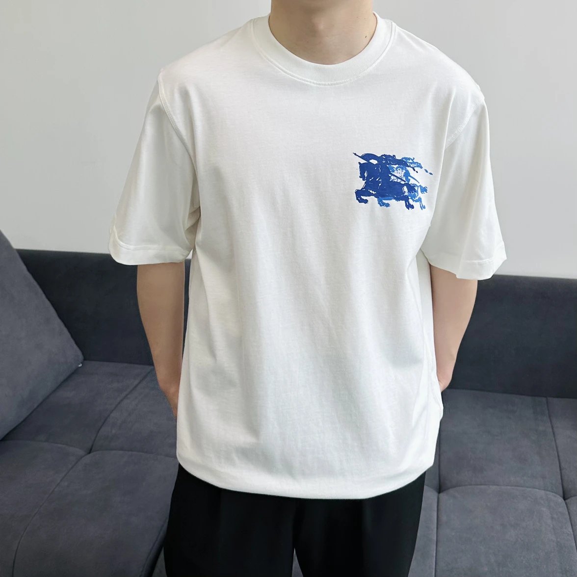 Item ID 8298 Burberr-BBR-2025ss- Shadow Double Blue War Horse Print Short Sleeve -