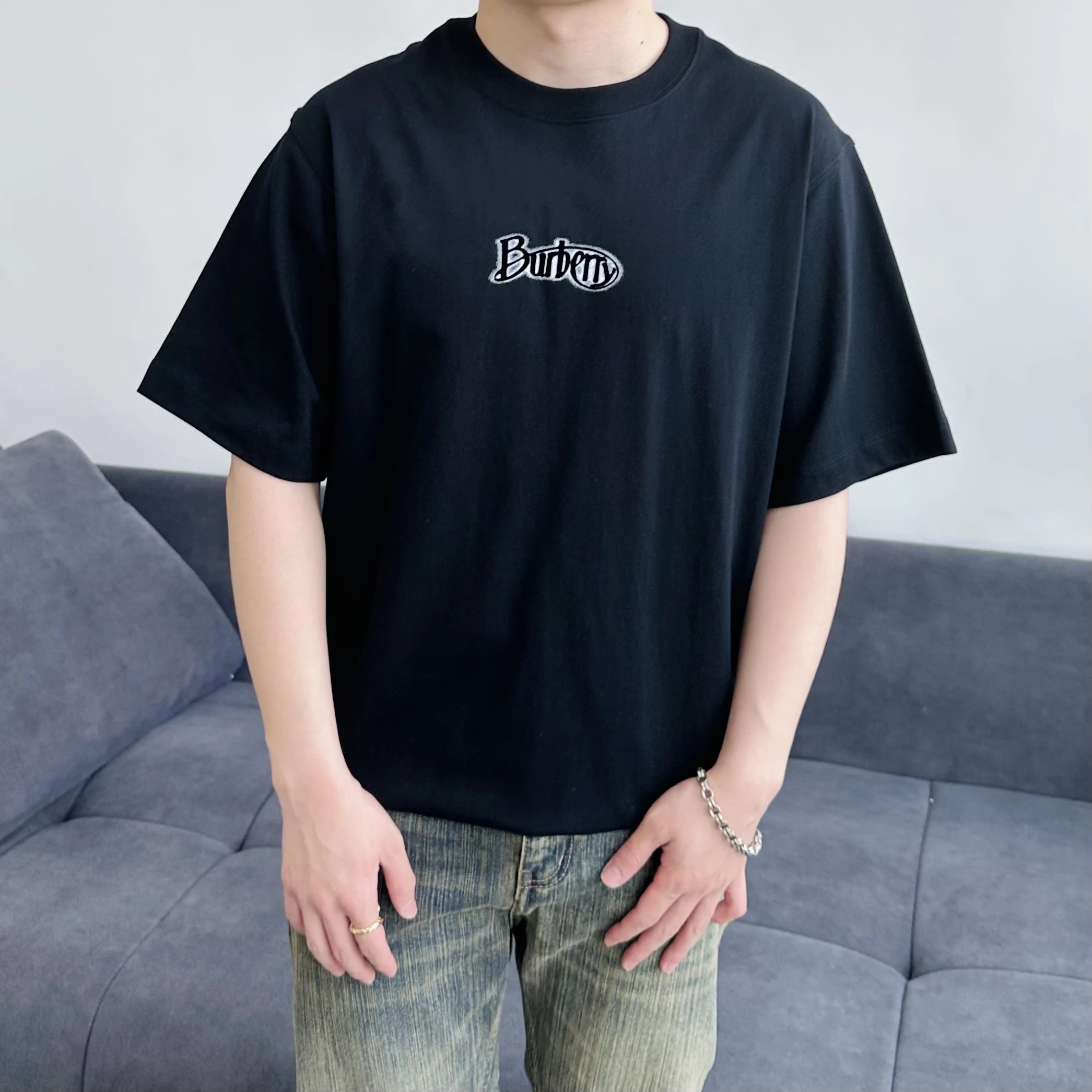 Item ID 8299 Burberrv-2024SS - Plush Silicone Printed Short Sleeve - Basic - Cotton