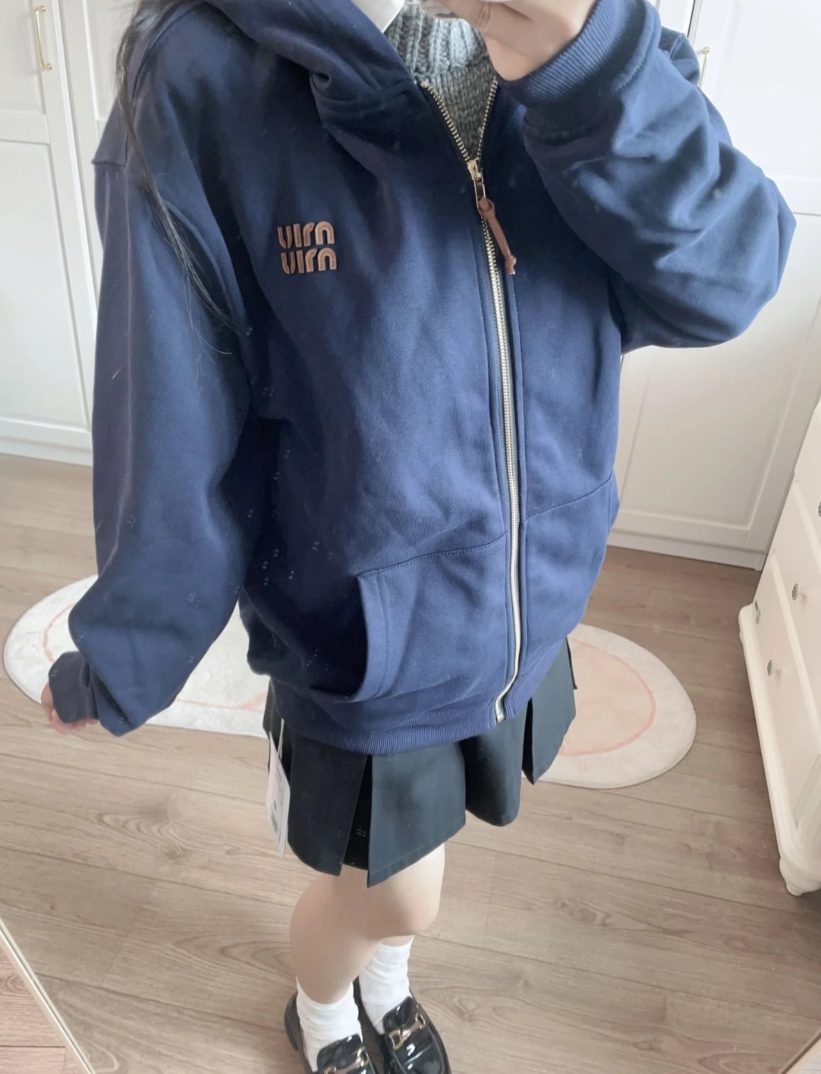 Item ID 8044 Miu Miu SS24- Custom hardware - letter Logo Printed zip hooded long-sl