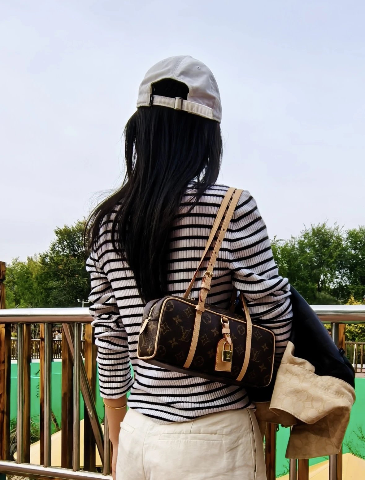 Item ID 8481 HANG-ON- retro classic -Monogram coated canvas - bowling bag handbag -