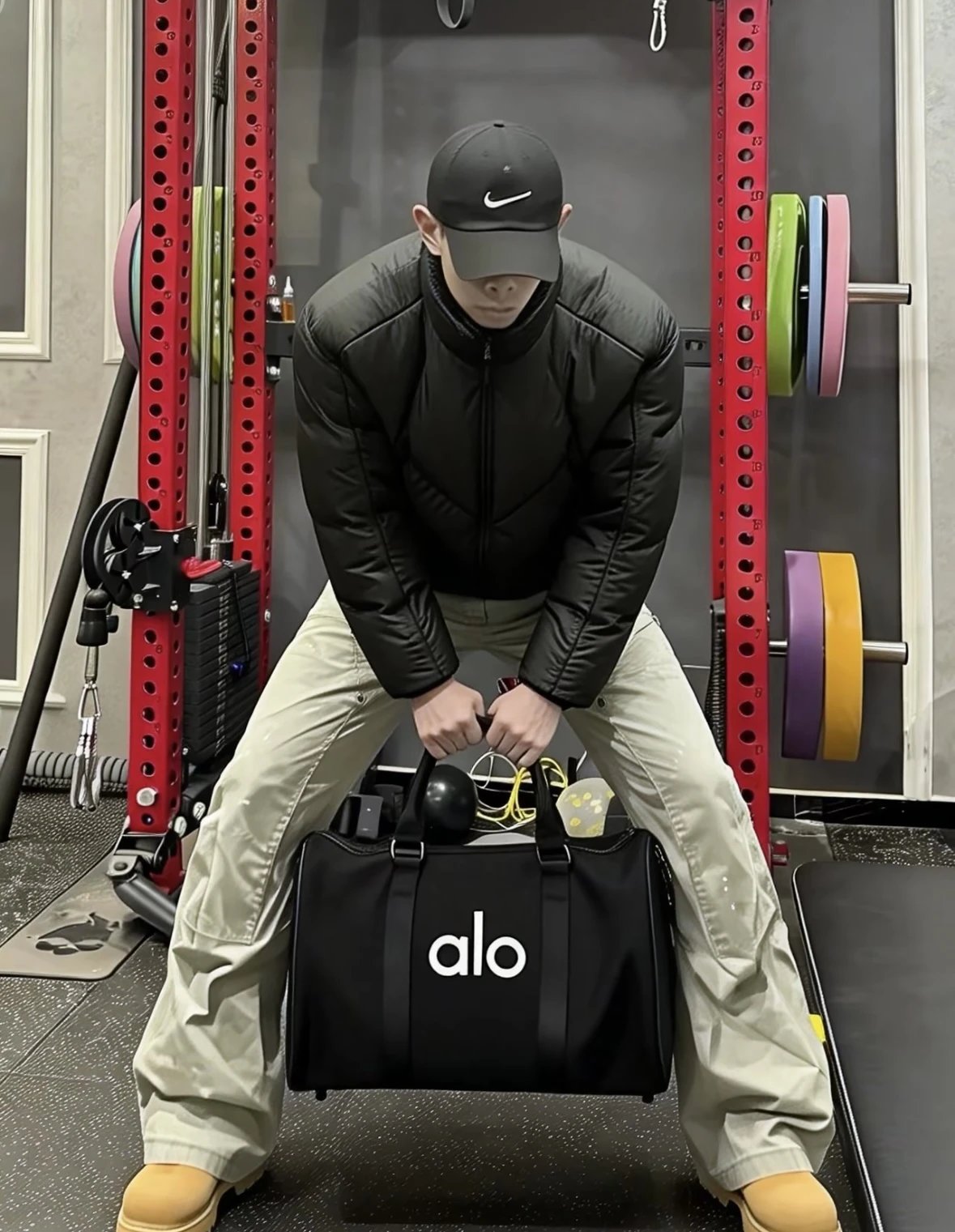 Item ID 8446 Aloyoga large capacity classic chloroprene rubber handbag luggage bag