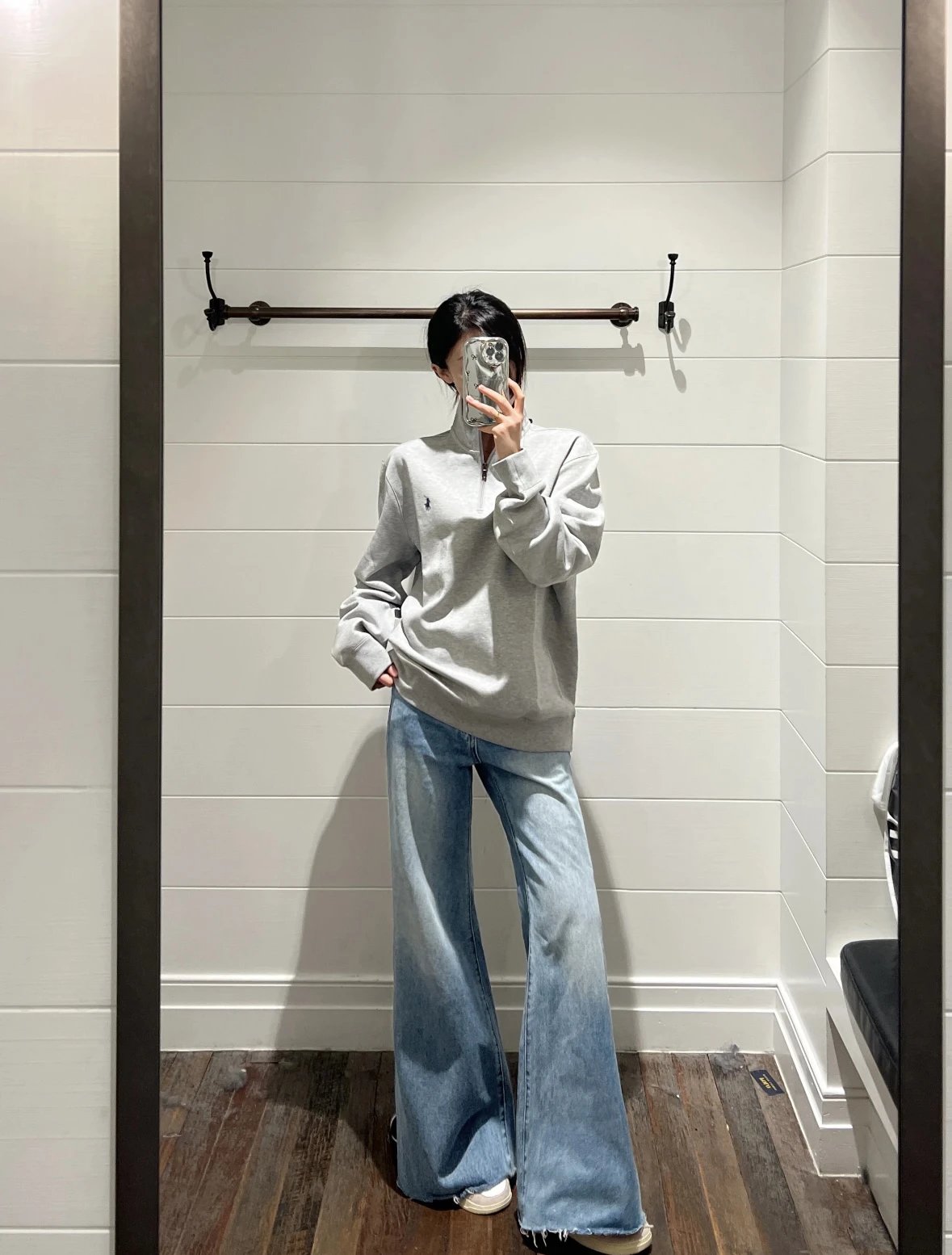 Item ID 8085 Love Pony logo embroidery “ Haute combed cotton ” men's half zip long