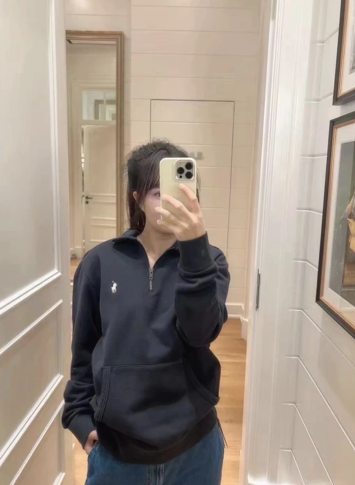 Item ID 8091 raff SS25 Solid color pullover embroidered peak collar long-sleeved sw