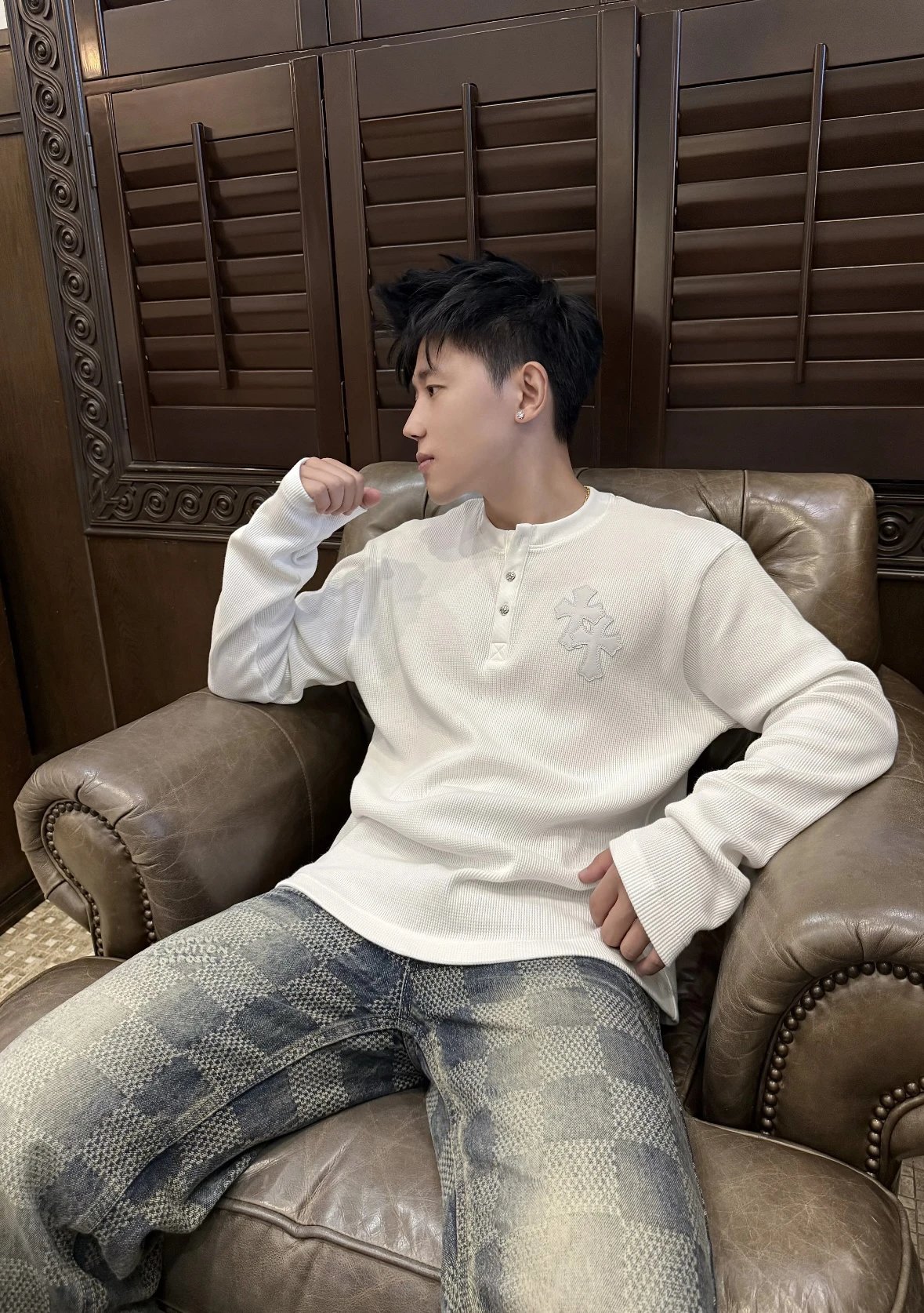 Item ID 8192 【 Pre-sale 15-20 Delivery within 1 day 】 Crow Heart Waffle Long Sleeve