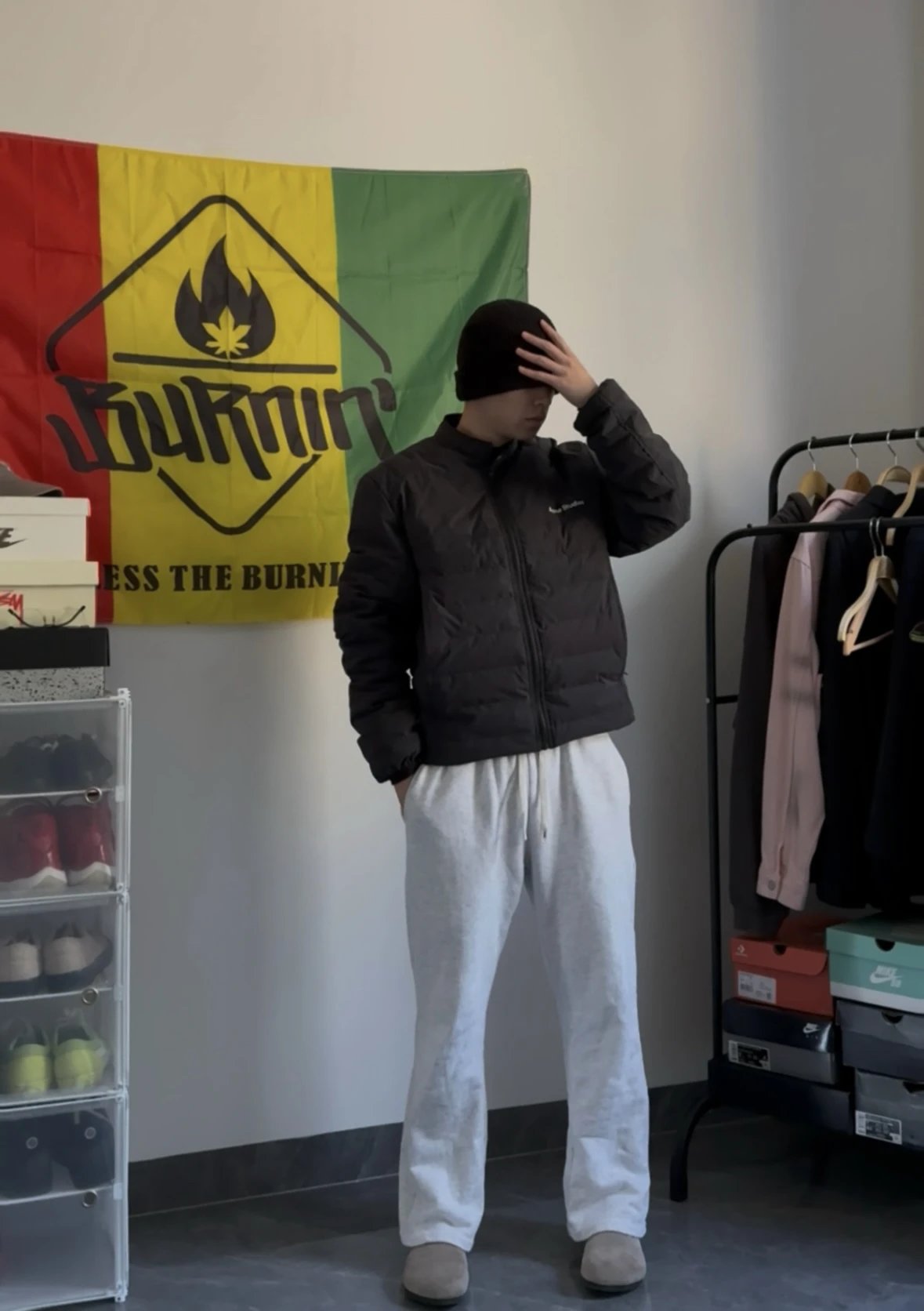 Item ID 8098 Acne SS25 Logo _National Standard 90 White Duck Down_ Solid Color Zipp