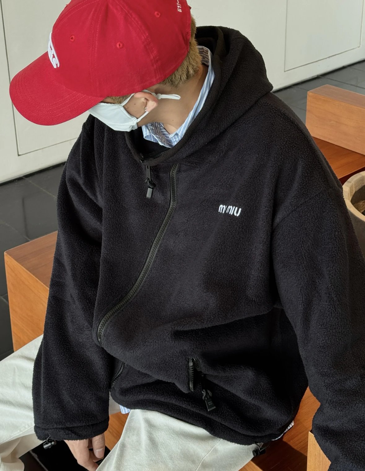 Item ID 8043 Miu Miu FW25 Chinese Valentine's Day cotton logo hooded fleece zipper