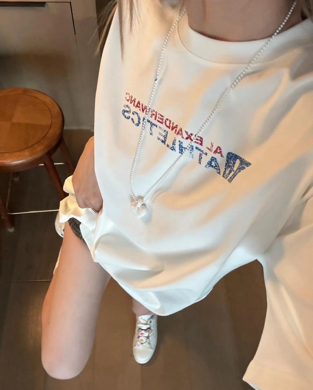 Item ID 8274 Alex@nder-Wang- king alexander -2025ss- Blurred letter print short sle