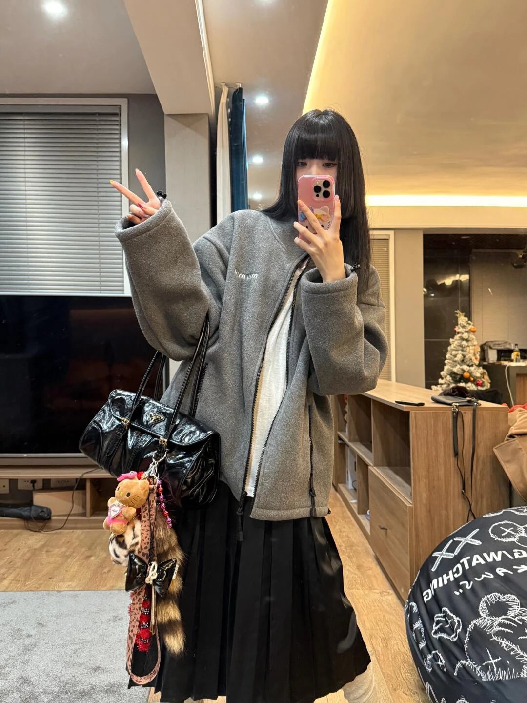 Item ID 8041 M1uMiu-2024-ss-fleece zipper jacket - Classic small label embroidered