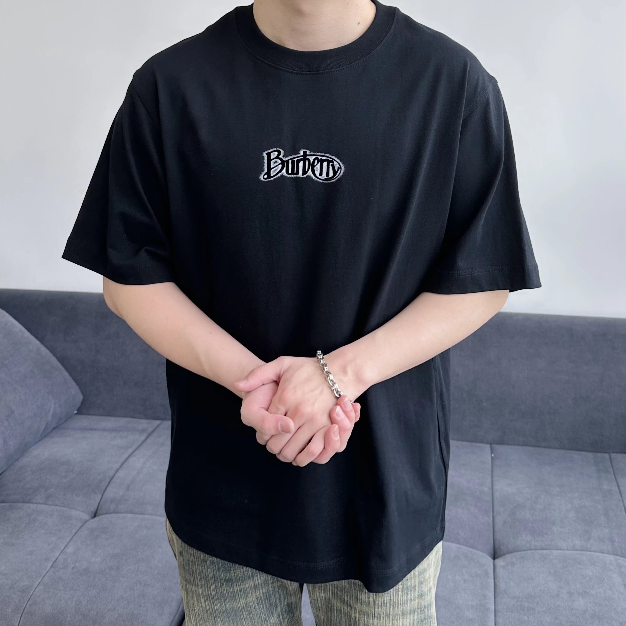 Item ID 8299 Burberrv-2024SS - Plush Silicone Printed Short Sleeve - Basic - Cotton