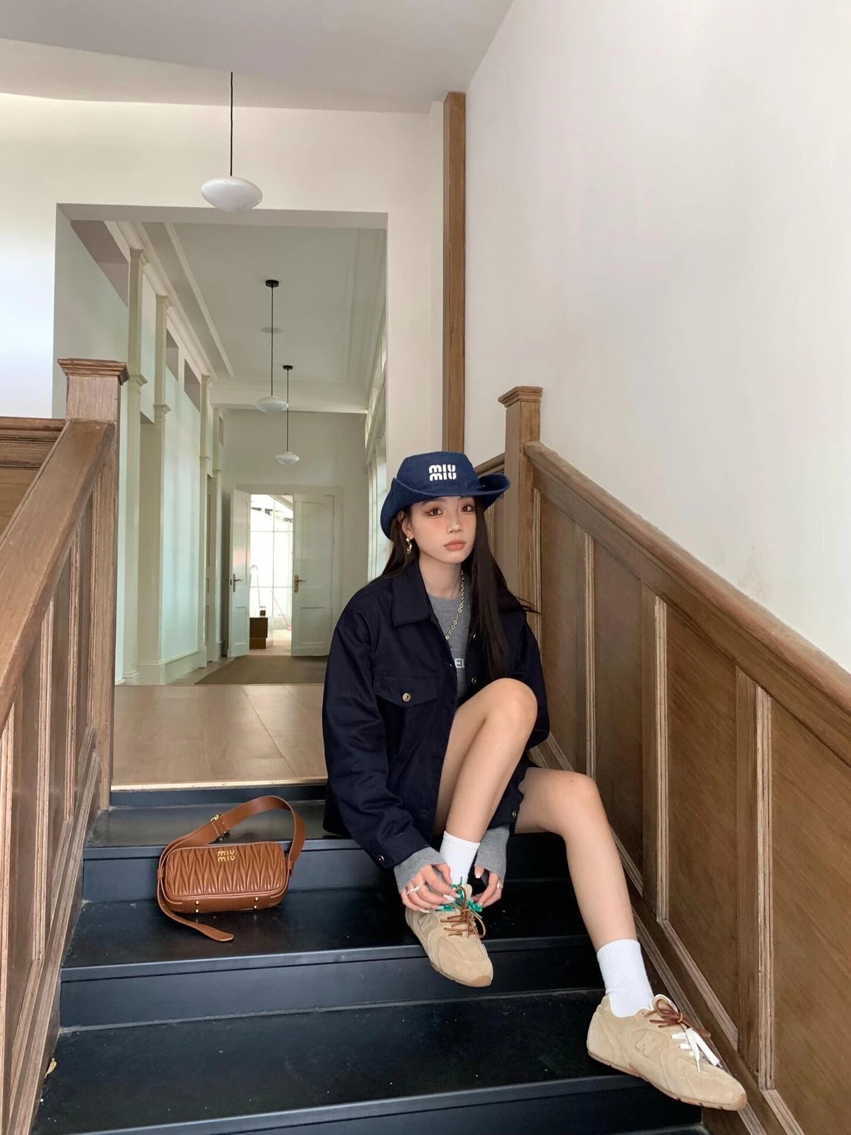 Item ID 8046 MiuM1u-Miu-2024-ss-workwear pocket design - retro style lapel breasted