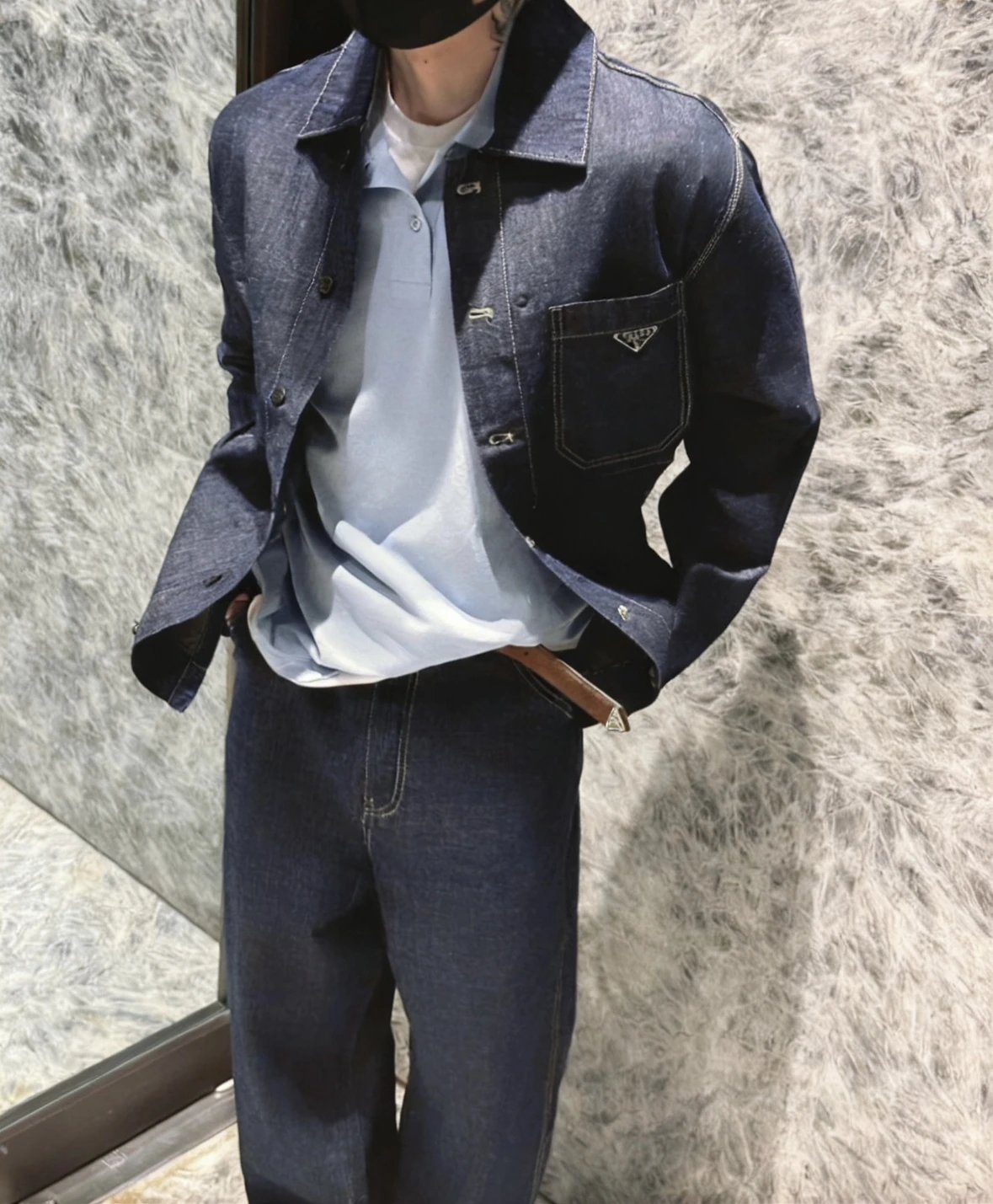 Item ID 8400 PRD _High Definition Triangle_ Logo Enamel Belt - _Imported Suede_ Bro