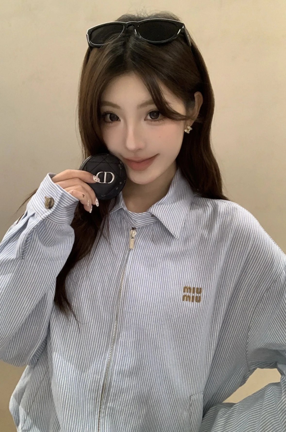 Item ID 8037 M1UM1U Miu Miu embroidered loose striped denim “ Heavy industrial wash