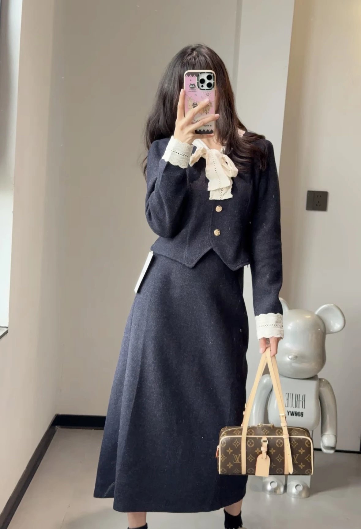 Item ID 8481 HANG-ON- retro classic -Monogram coated canvas - bowling bag handbag -