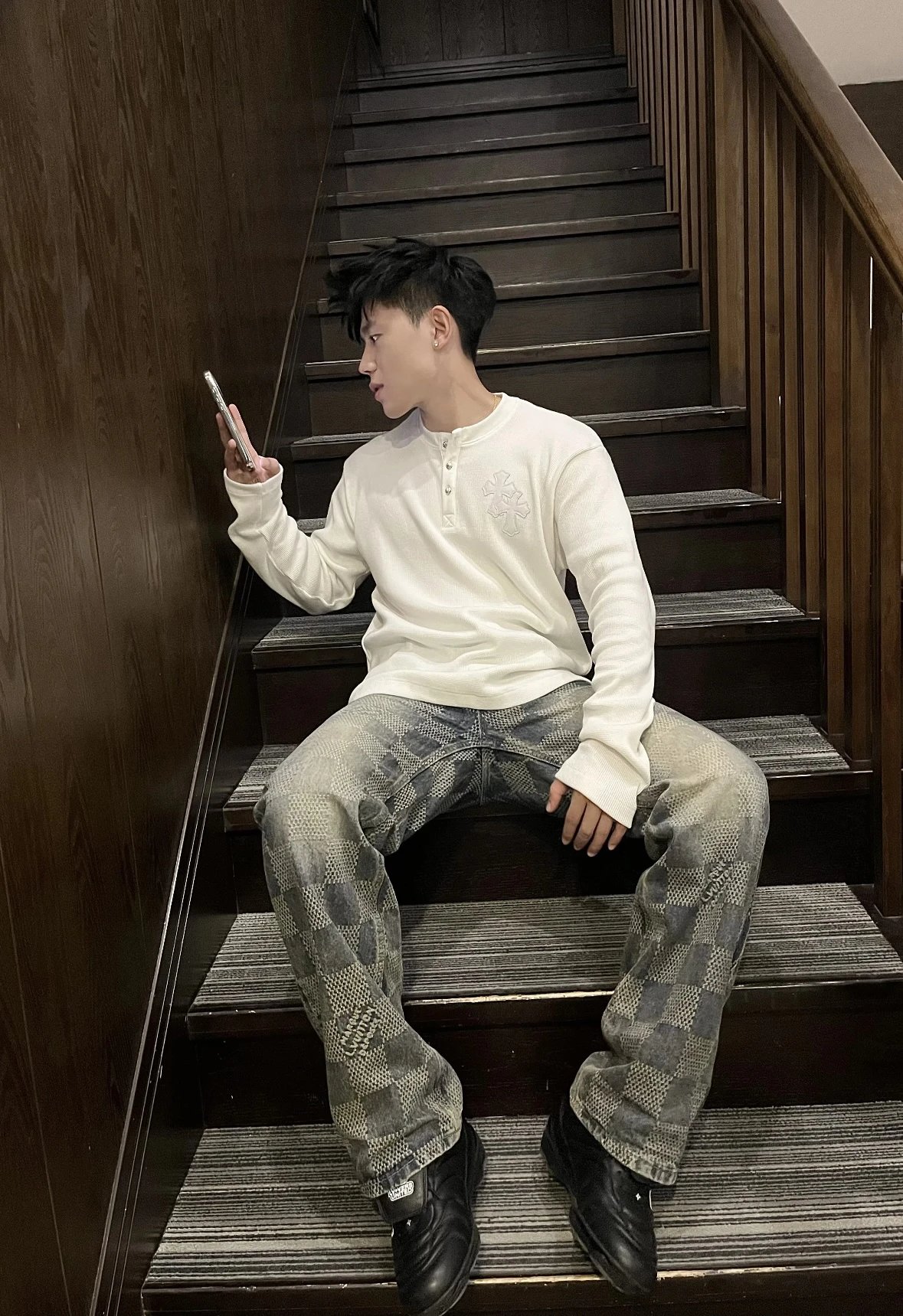 Item ID 8192 【 Pre-sale 15-20 Delivery within 1 day 】 Crow Heart Waffle Long Sleeve