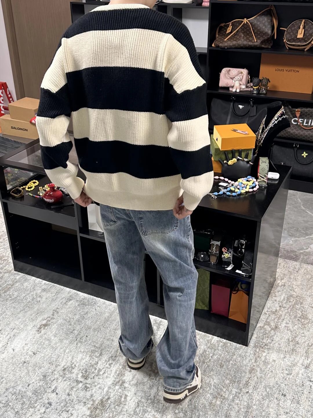 Item ID 8254 CEL1NE- Celine -2024ss- striped jacquard letter sweater - knitted loos