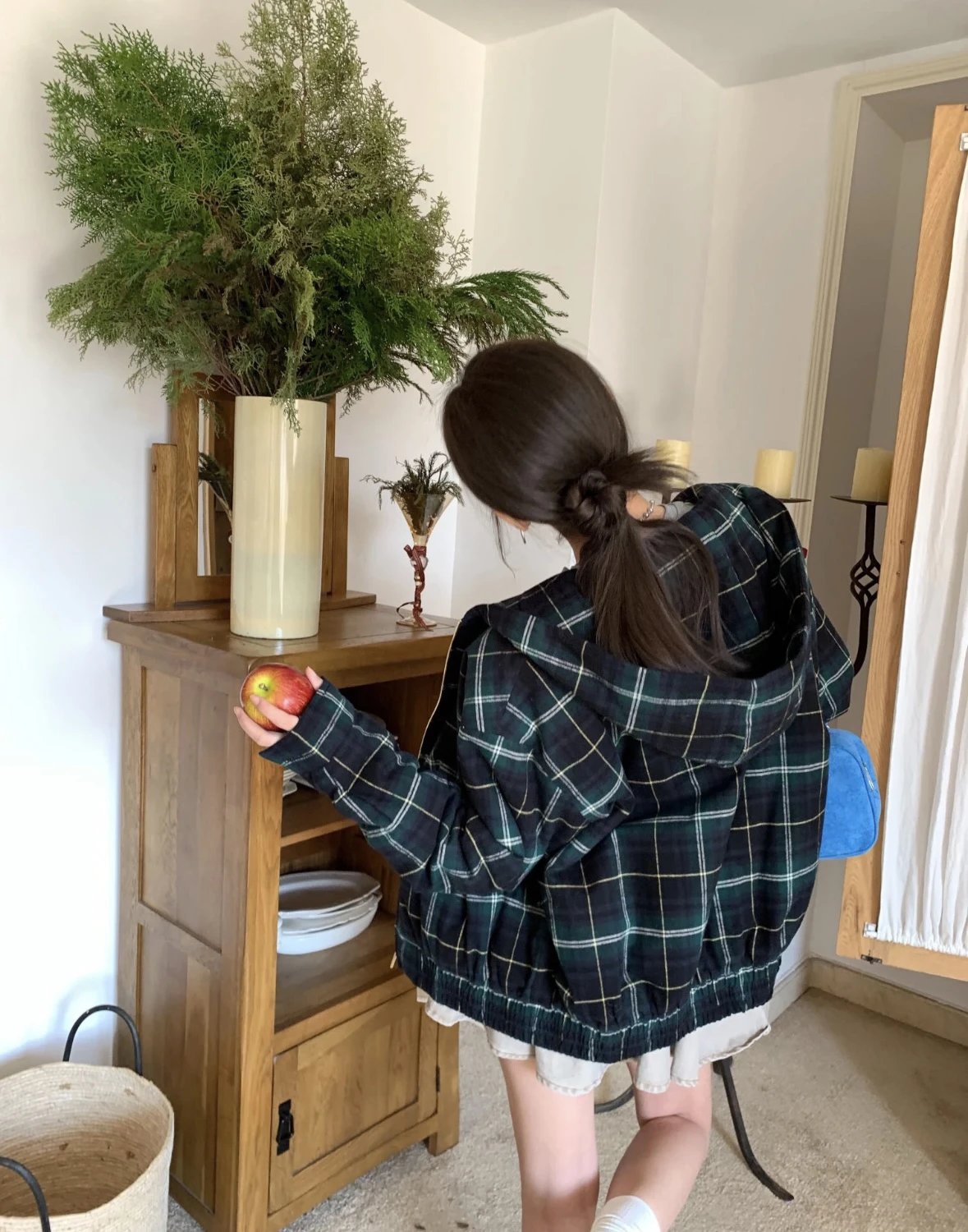 Item ID 8127 M1UM1U Miu Miu plaid cotton coat - Button cuffs patch pocket jacket -