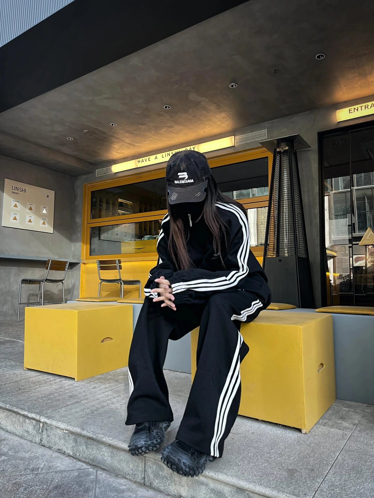 Item ID 8344 Balenci@ga-x-Adid@s- Paris clover joint brand - Sports wide leg trouse