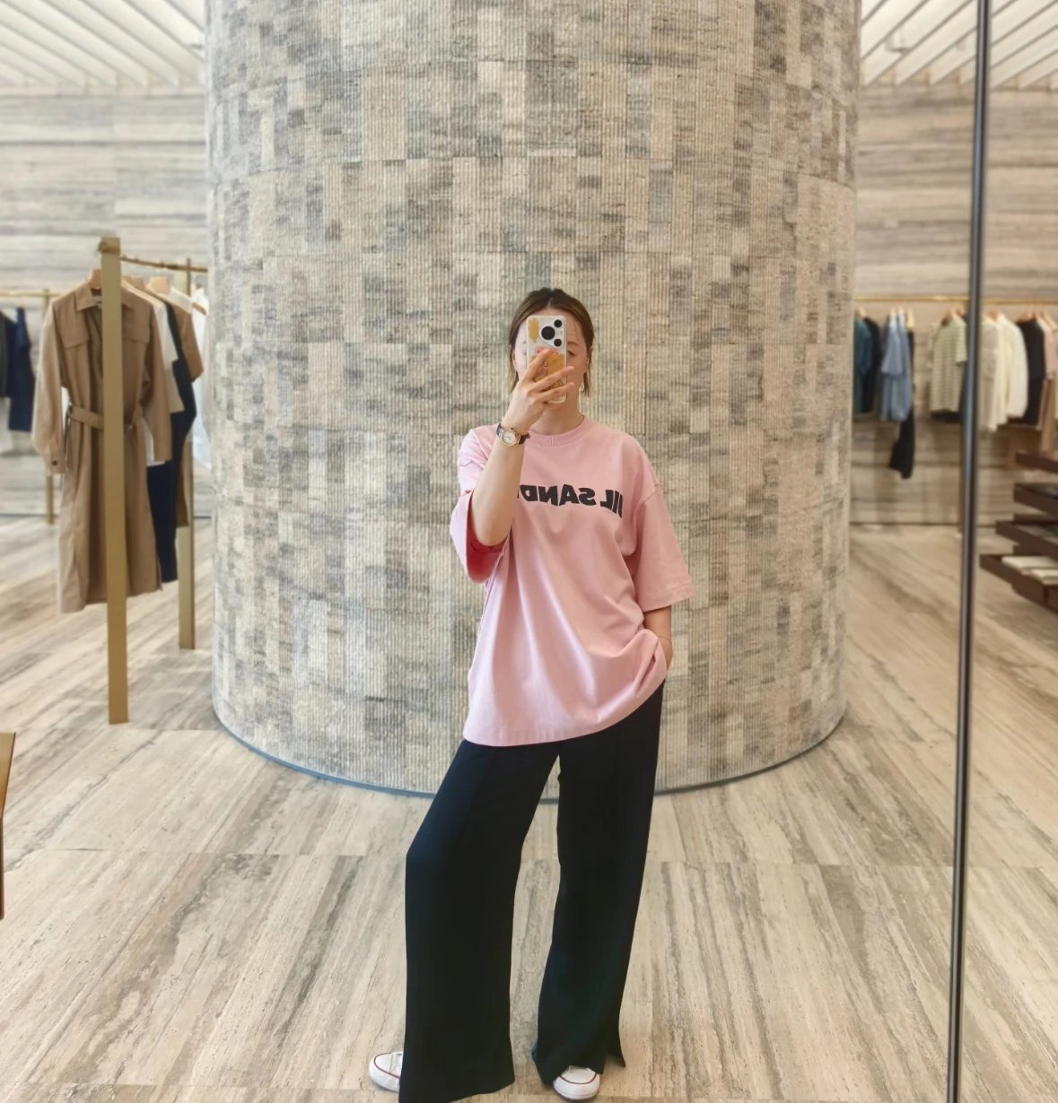 Item ID 8316 JIL - _Fixed dye fabric_ pink printed short sleeved logo letter printe