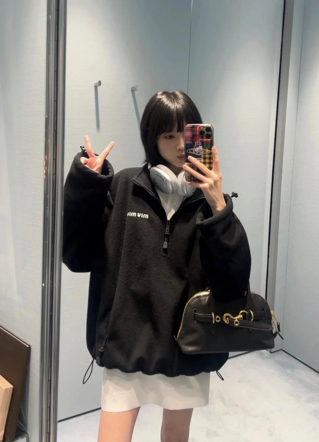 Item ID 8041 M1uMiu-2024-ss-fleece zipper jacket - Classic small label embroidered