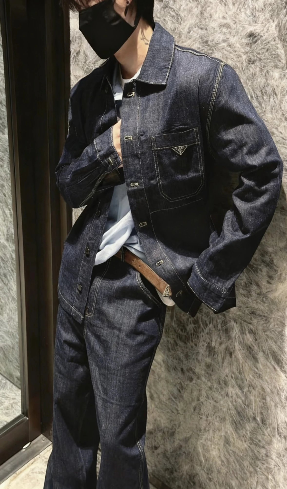 Item ID 8400 PRD _High Definition Triangle_ Logo Enamel Belt - _Imported Suede_ Bro