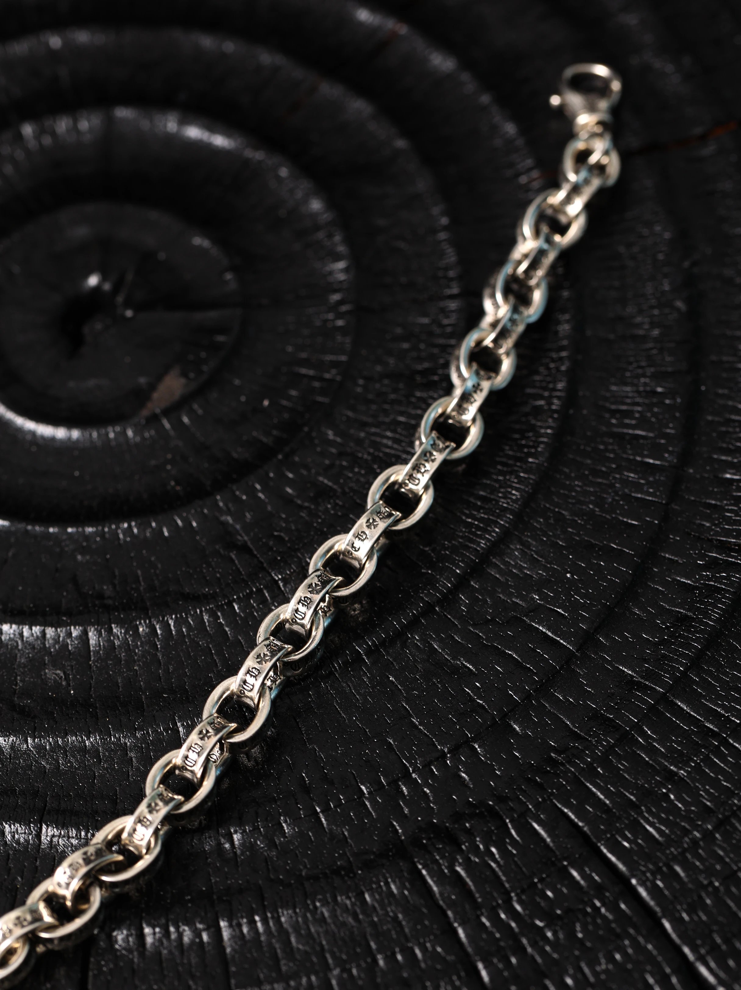 Item ID 8376 Chrome-Hearts- Crow heart -paperchain- Classic Thin Cuban Bracelet - p