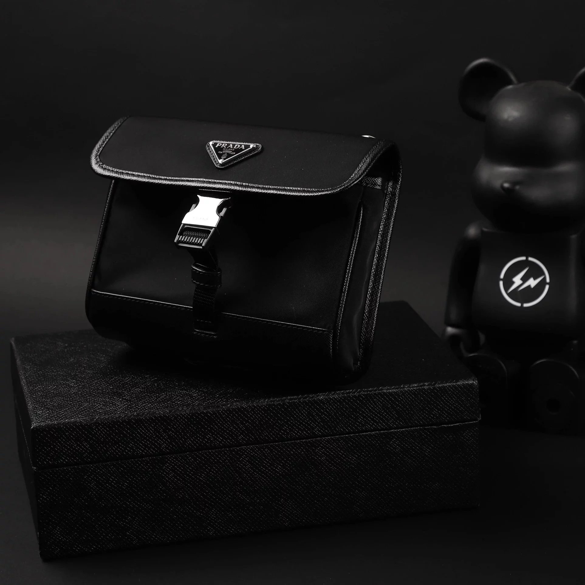 Item ID 8506 Prad Nylon Leather Phone Bag (Tested to hold 2 Max models - with card