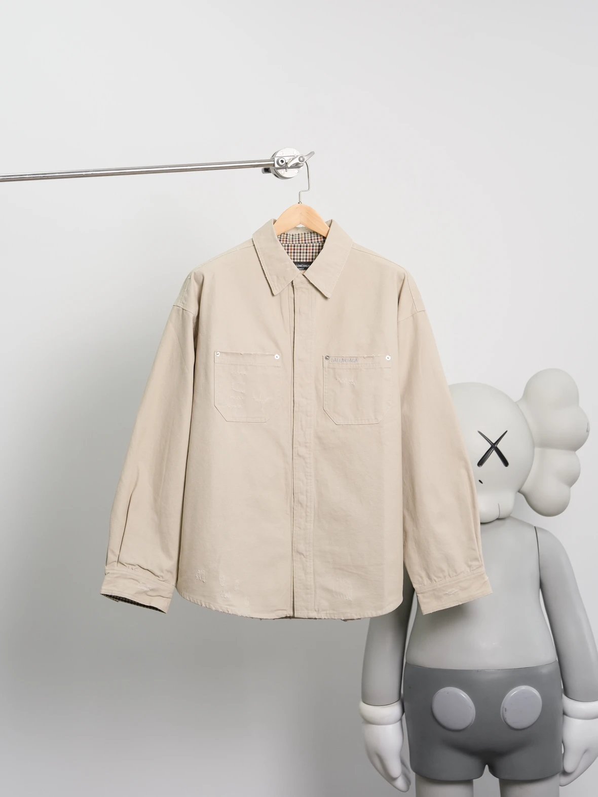 Item ID 8052 Paris washed distressed embroidered logo workwear jacket with loose fi