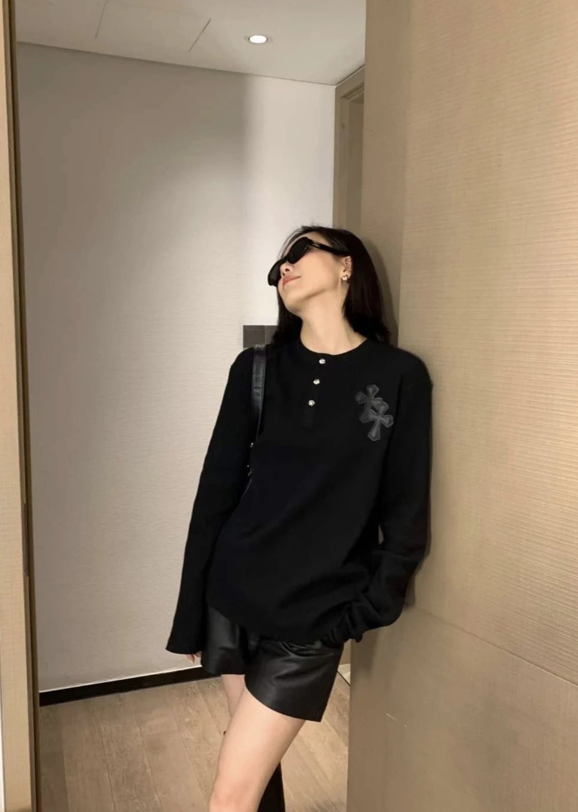 Item ID 8192 【 Pre-sale 15-20 Delivery within 1 day 】 Crow Heart Waffle Long Sleeve