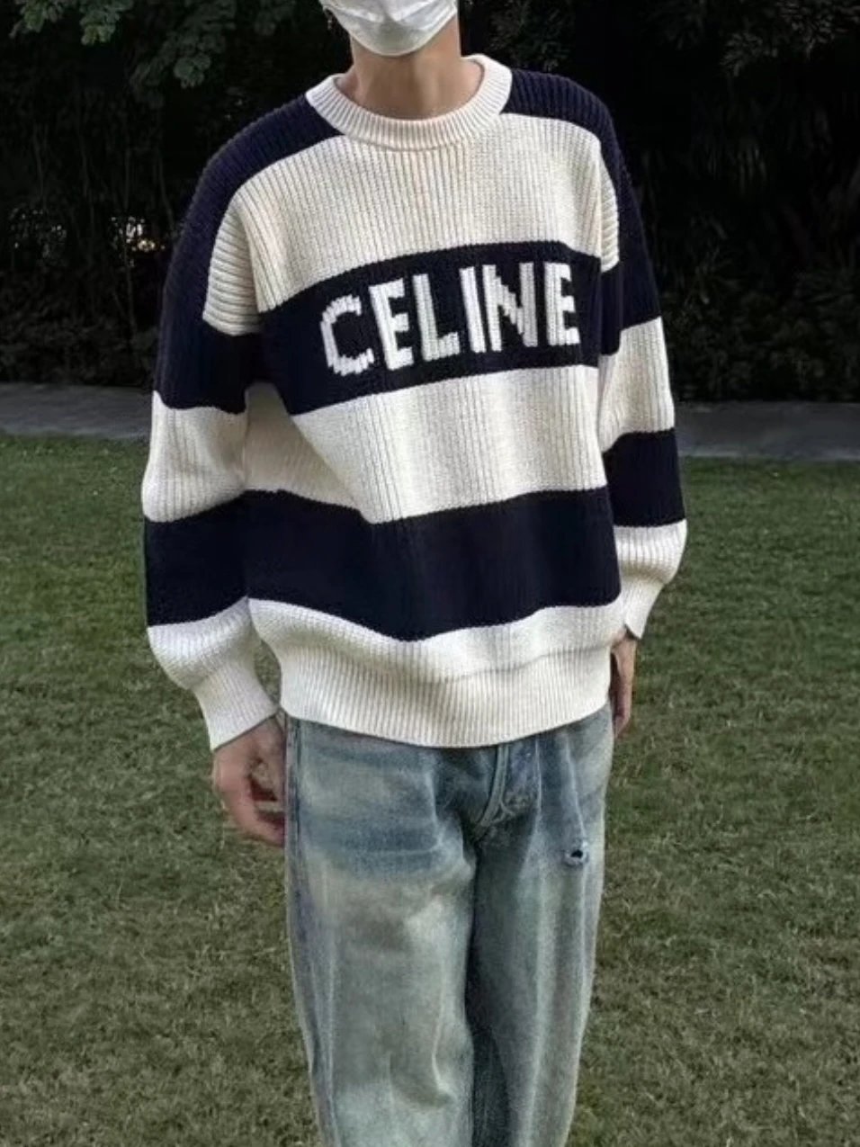 Item ID 8254 CEL1NE- Celine -2024ss- striped jacquard letter sweater - knitted loos