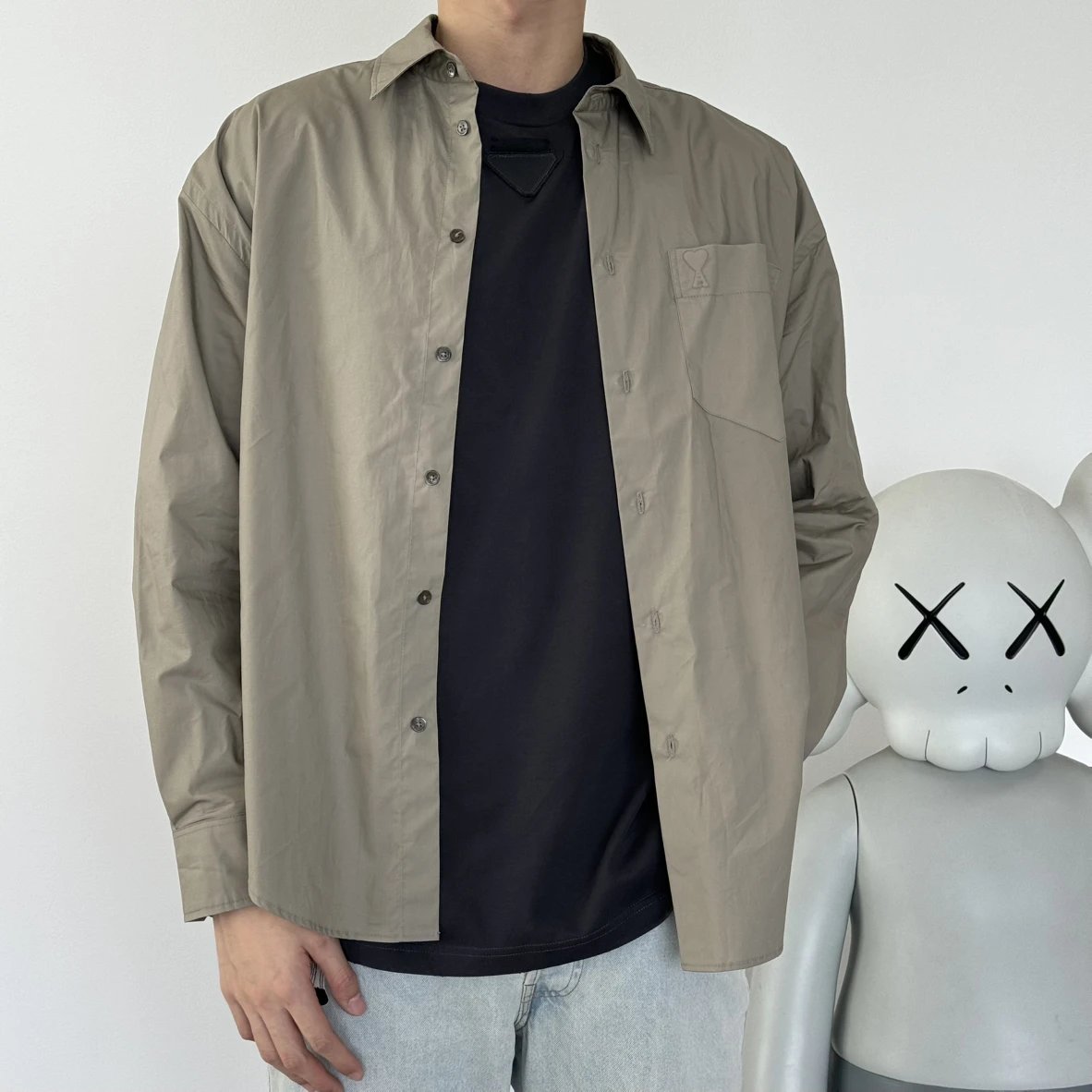 Item ID 8211 Ami-“40 Tencel imitation plain weave ” Solid color loose long sleeve s