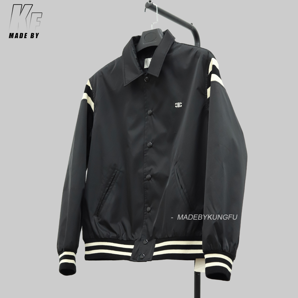 Celine 领子棒球扣子夹克 黑色