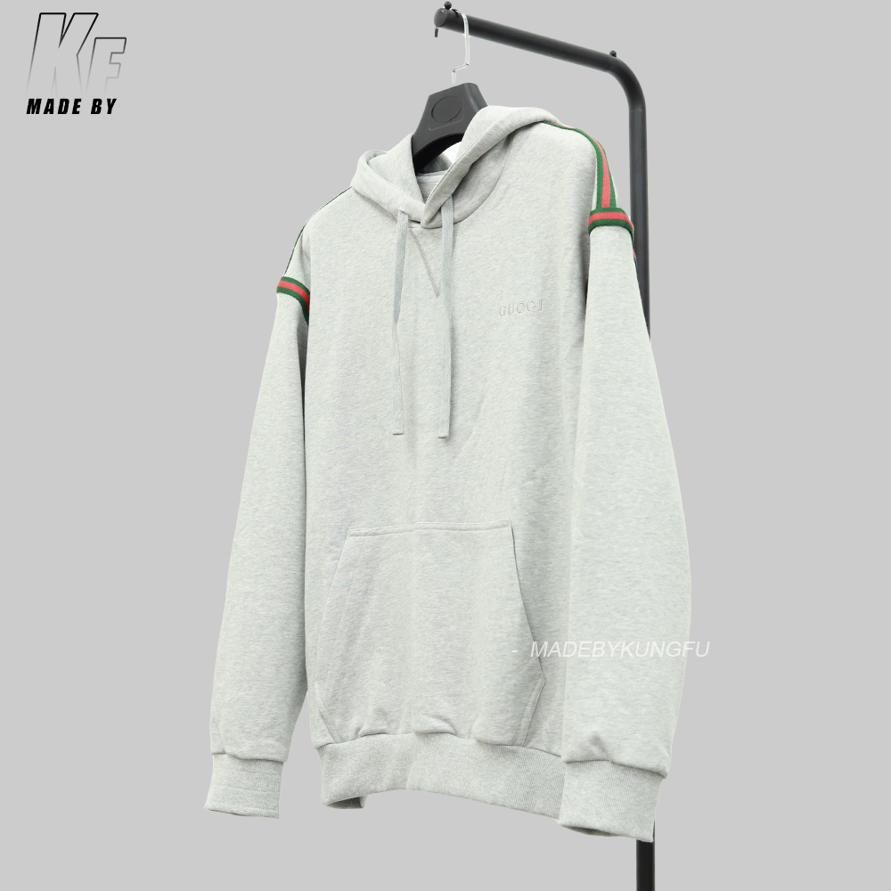 Gucci条纹连帽卫衣 灰色