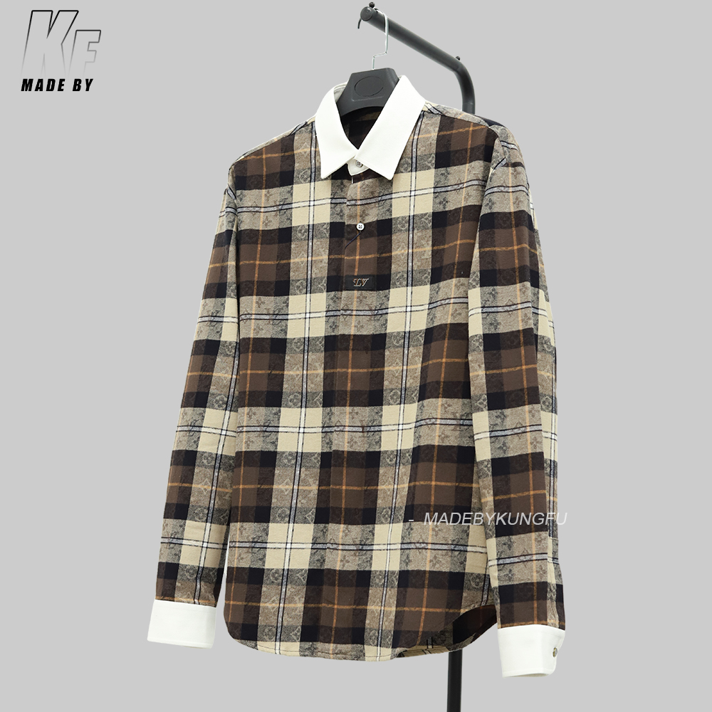 LV 格子印花衬衫 咖色