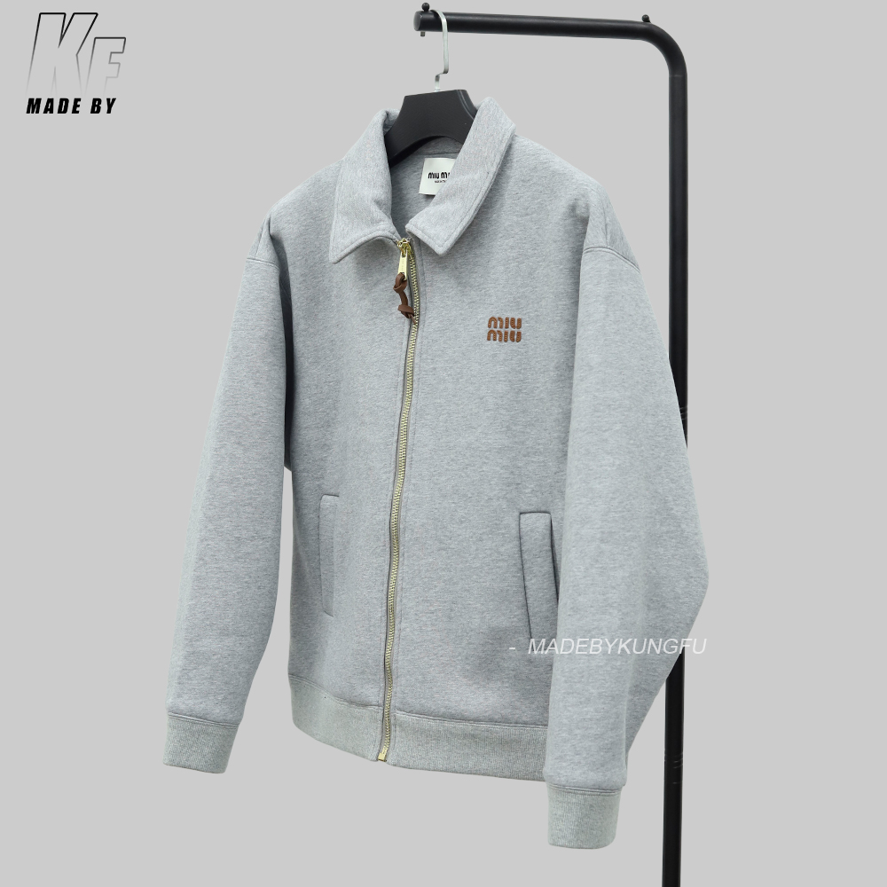 MiuMiu领子拉链外套 灰色