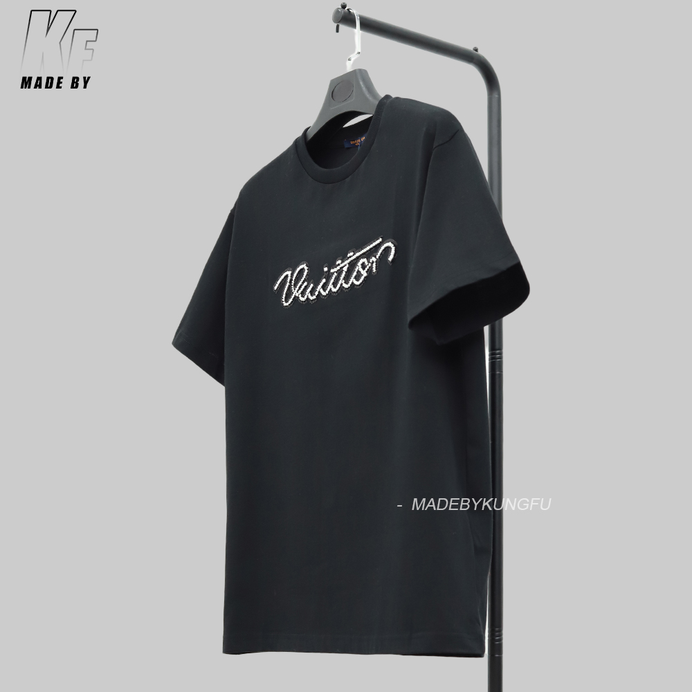 LV 镶钻字母短袖 黑色