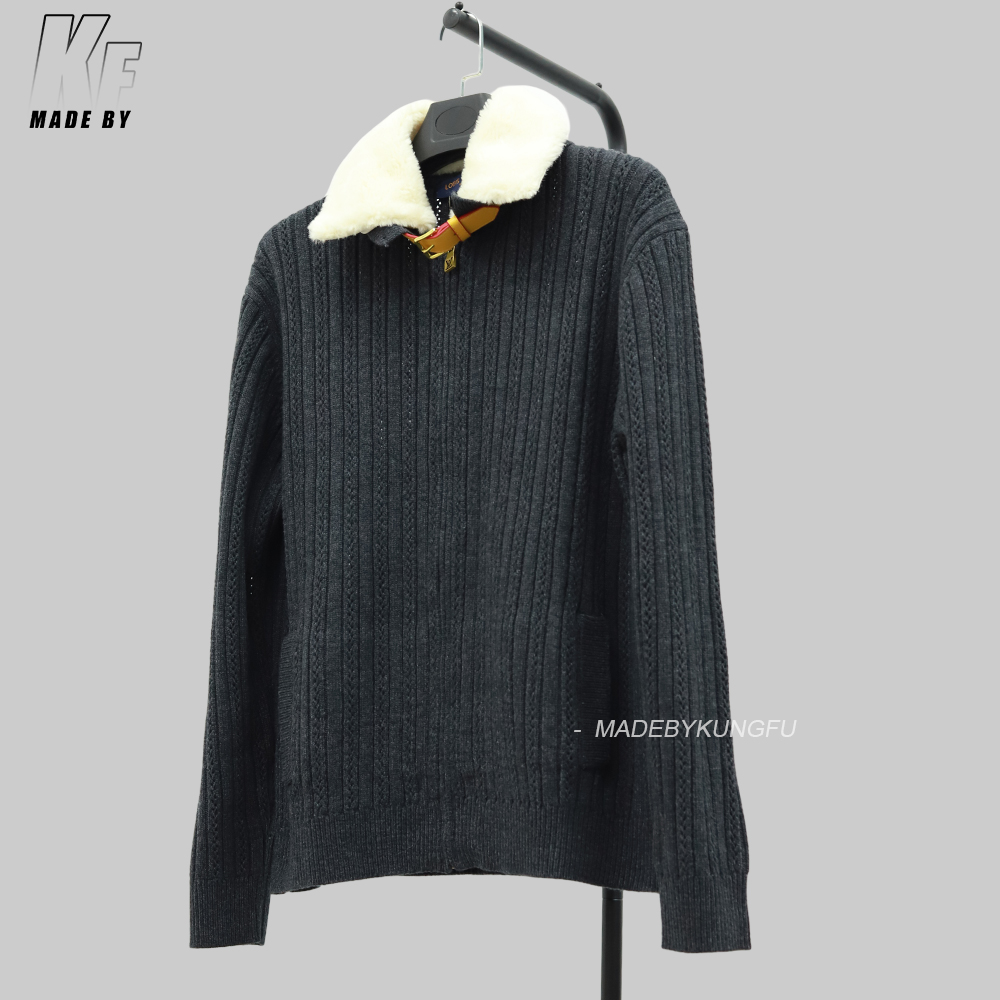 1V cashmere wool blend with wool collar jacket
