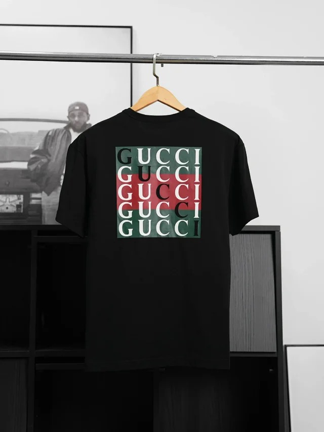 Item ID 9015 GUC Cotton letter printed round neck loose short sleeved shirt