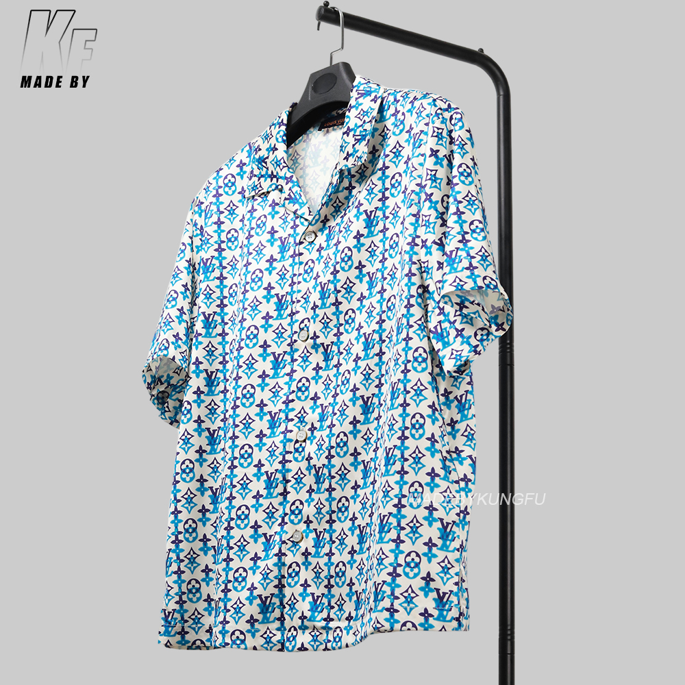 1V mulberry silk blended Cuban collar shirt