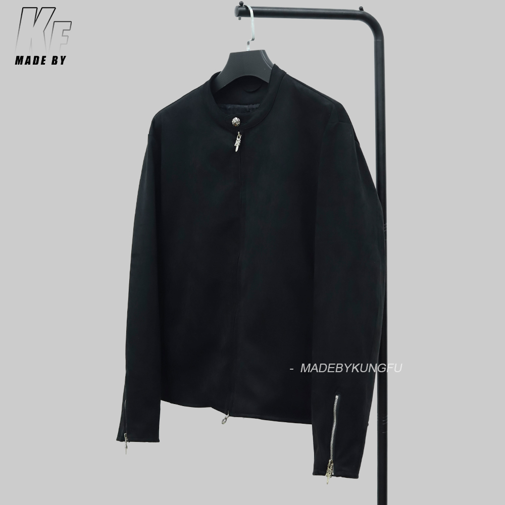 克罗心顺滑棉质拉链夹克 黑色