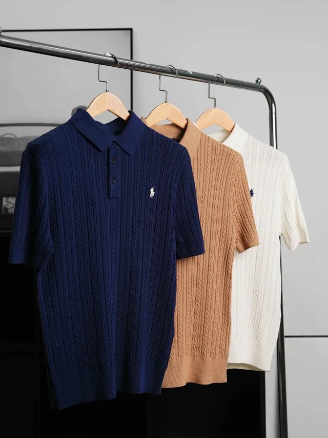 Item ID 9030 Ralph Fried Dough Twists Knitted Embroidered Pony Short Sleeve Pullover Polo Shirt Standard Edition Men's and Women's