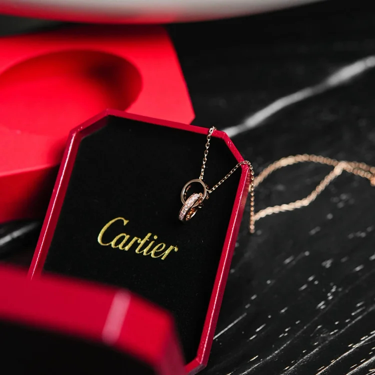 Item ID 9056 CARTNER 520 Series LOVE Classic Screw Half Lay Diamond Plated 18k Gold Gold Necklace Couple's Rose Gold