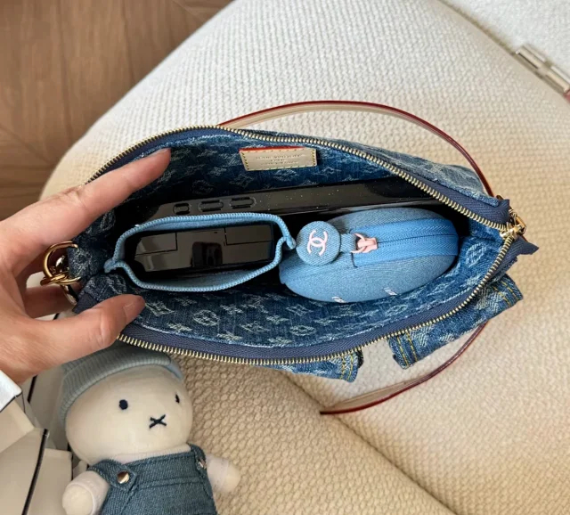 Item ID 9060 1V PA Denim Danning Chain Head Hanging Fabric Handheld Shoulder Bag Women's