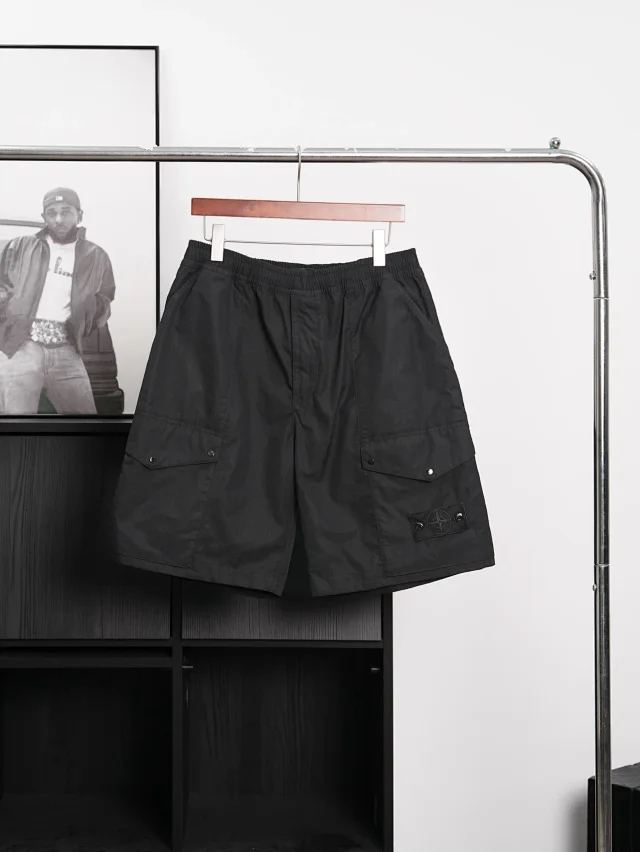 Item ID 9074 SI black logo 50 double stranded combed cotton workwear shorts