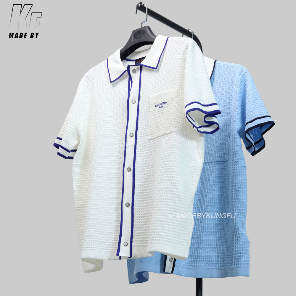 1V waffle knit shirt