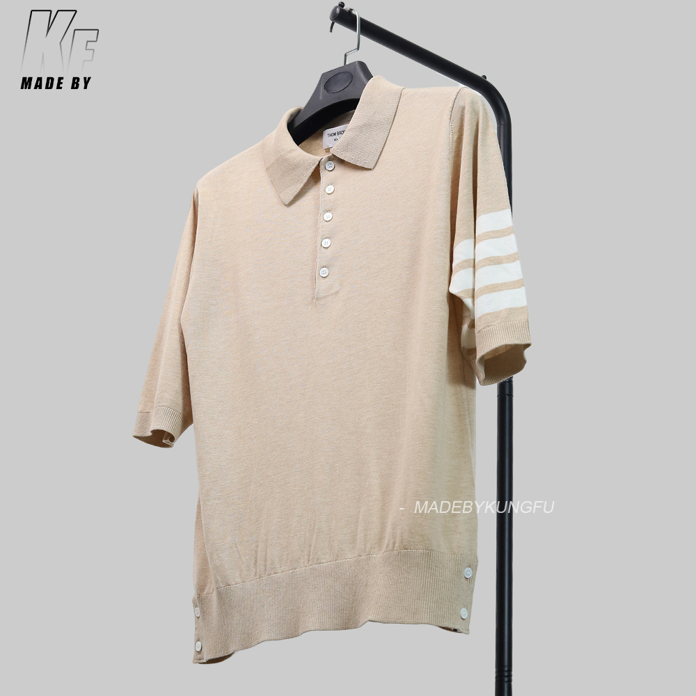 TB mulberry silk wool blended knitted polo