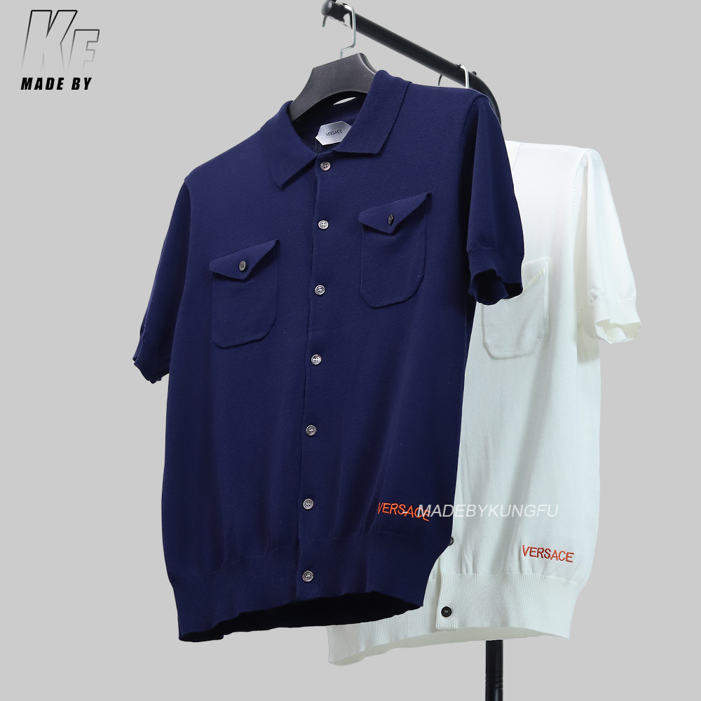 VERSACE knit Button UP Polo
