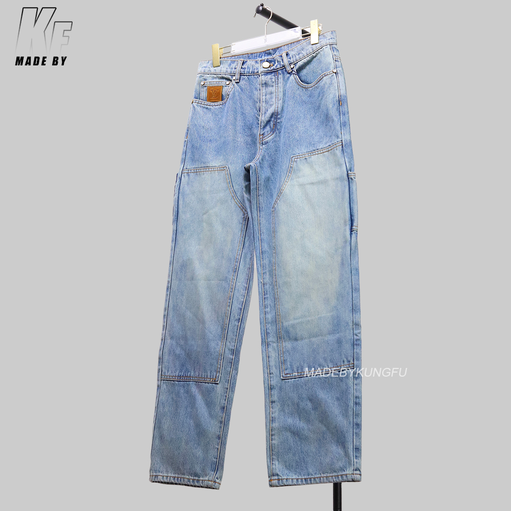 1V Leather Label Pocket Embroidered Jeans