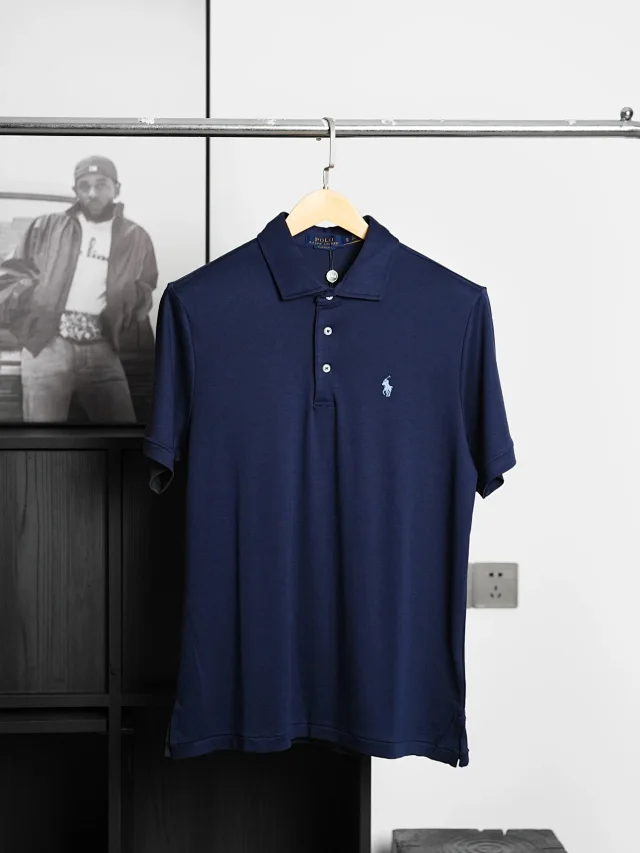 Item ID 9082 RL SS26 Pony Logo Button Long Velvet Elastic Fiber Original Embroidery Front Sleeve Polo Shirt