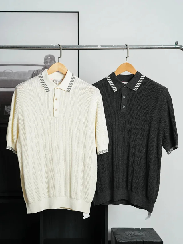 Item ID 9083 BC 32 Double Strand Yarn Solid Color Cotton Texture Ribbed Knitted Short Sleeve Polo Shirt